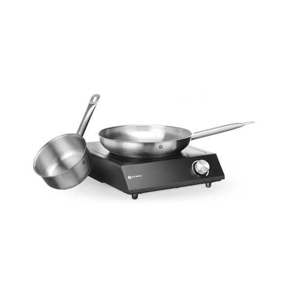 HENDI- Conjunto: Cocina de Inducción Profesional 3.500W + cacerola + sartén HENDI 239889