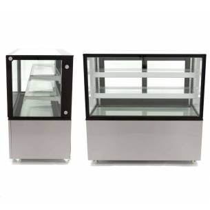 Vitrina Mostrador Refrigerada Ventilada Total Cristal Recto con 2 estantes de cristal 915X675X1235h mm Línea Pekín XC900Z