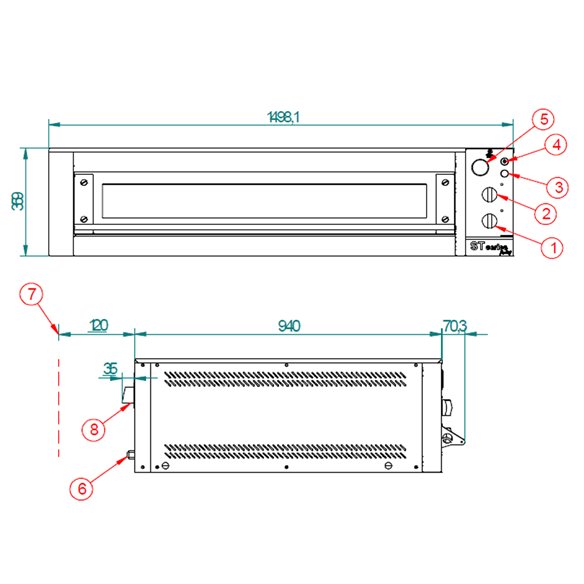 Horno Electrico Pizzeria FM ST PIZZA STZ 633 - 6 Bandejas Ø33 cm.