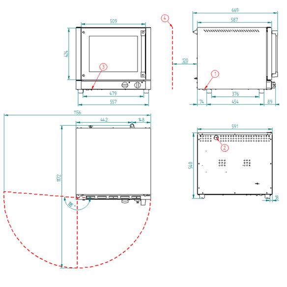 Horno panadería eléctrico apertura lateral RXL-304 FM - 4 Bandejas de 430 x 340 mm