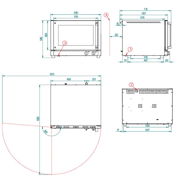 Horno de pan convección eléctrico FM RXL-424 - 4 bandejas de 480 x 340 mm