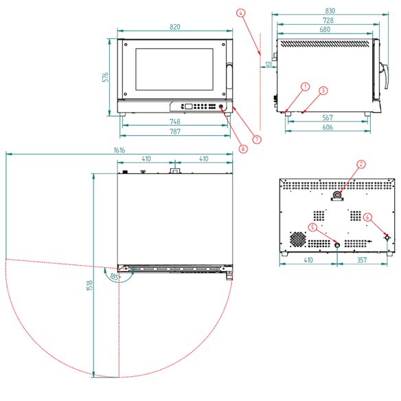 Horno eléctrico convección panaderia RXDL-604-Plus V 2,4