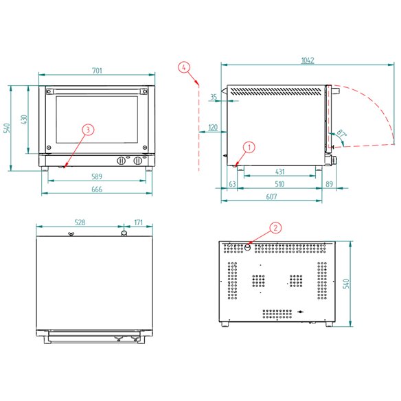 Four de boulangerie électrique RX-424 PLUS FM - 4 Plateaux de 480 x 340 mm