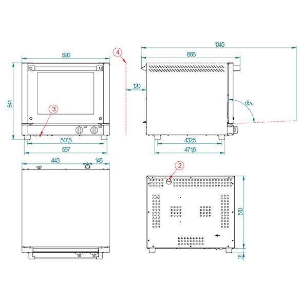 RX-304 FM Forno de padaria elétrico - 4 Bandejas 430 x 340 mm