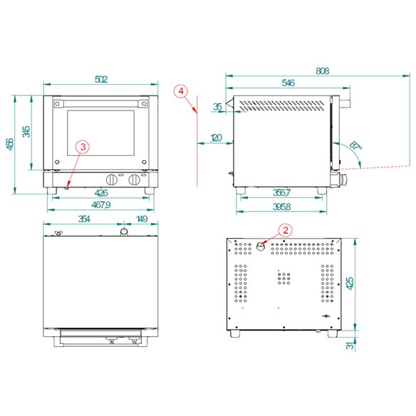 Forno de padaria elétrica FM RX-203 - 3 bandejas 340 x 240 mm