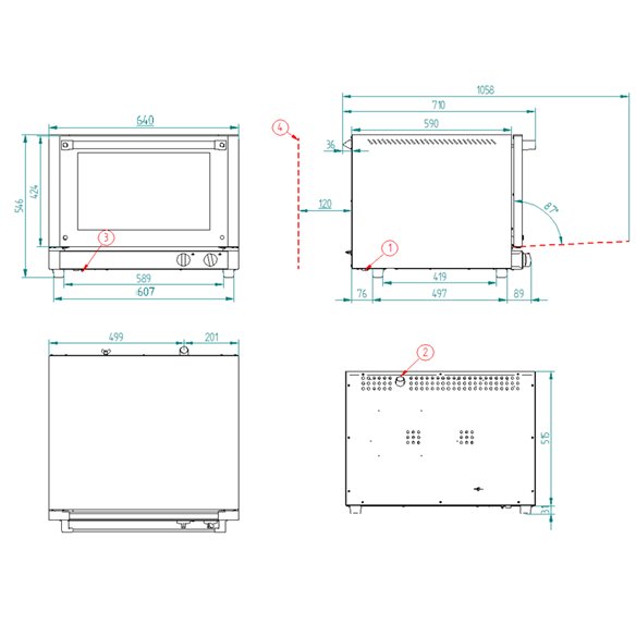 Four de boulangerie électrique RX-424 FM - 4 Plateaux de 480 x 340 mm