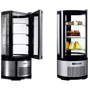 Vitrina refrigerada Redonda 105 Litros con 3 estantes de vidrio 480X480X1030h mm Línea Pekín XC105R