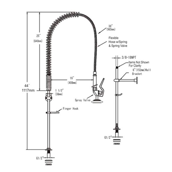 Grifo de ducha industrial Edenox GDS S1 agua directo