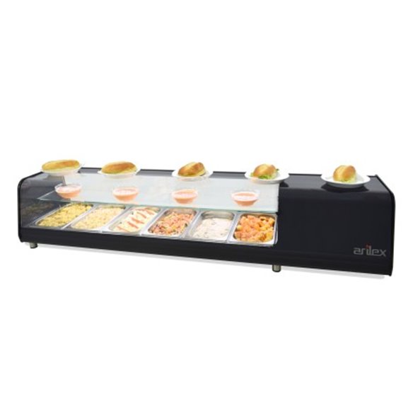 Vitrina refrigerada de tapas ARILEX PLACA LISA doble piso  capacidad 6 bandejas GN1/3 6VTL VISION DOBLE