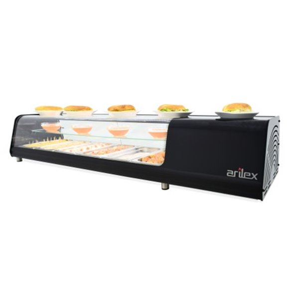 Vitrina refrigerada de tapas ARILEX PLACA LISA doble piso  capacidad 6 bandejas GN1/3 6VTL VISION DOBLE