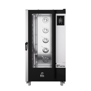 Horno de carro de gastronomía con pantalla táctil de 7” y eléctrico con capacidad para 20 bandejas GN 2/1.
Ref. 710904 FM STG 2