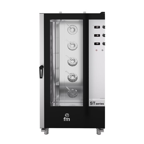 Horno de carro de gastronomía con panel electromecánico y eléctrico con capacidad para 20 bandejas GN 1/1.
Ref. 710565 FM STG 2