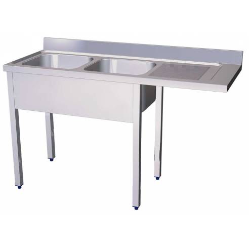 Fregadero lavavasos/lavaplatos con 2 cubas y escurridor 1800x600 mm-Z001FBL6002C