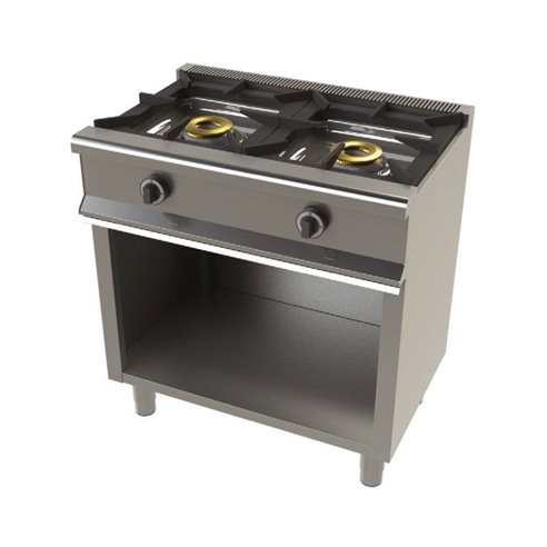 Cocina a gas Industrialcon mueble de 2 fuegos 8+8 Kw SerIe 550 JUNEX con medidas 800x550x850h mm 6200/1-Z0706200/1