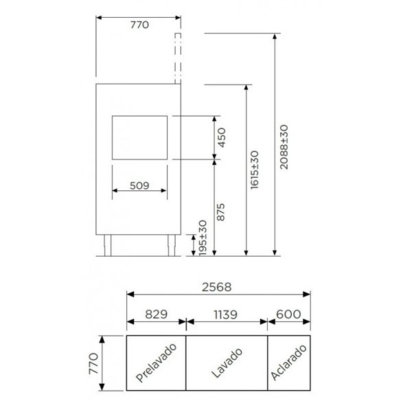 Túnel de lavado cesta 50x50 cm PRELAVADO + LAVADO + ACLARADO 6200/2070 cestas/hora VERONA TPLA PLUS-Z070TPLA PLUS