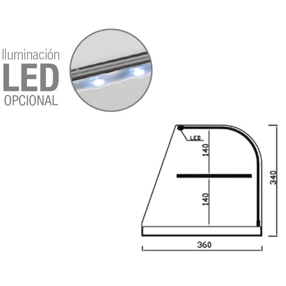 Vitrina neutra cristal curvo 2 pisos INOX VCL-Z030INOX-VCL