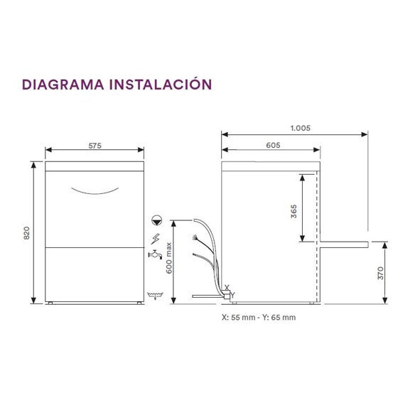 Lavavajillas Industrial cesta 50x50 ELETTROBAR OCEAN 61 CDE-Z0157FEB0048