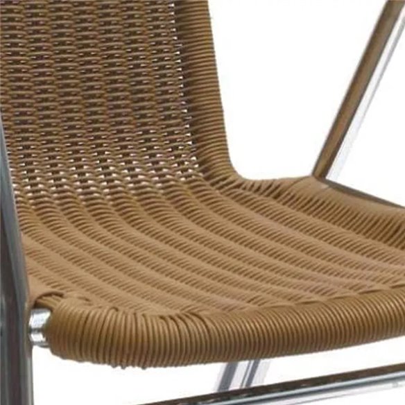 Silla de aluminio con rattan color crema para terrazas de hostelería-Z052178097