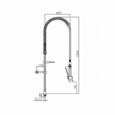 Grifo de ducha industrial Edenox GDS E 1 agua directo-Z00919033588