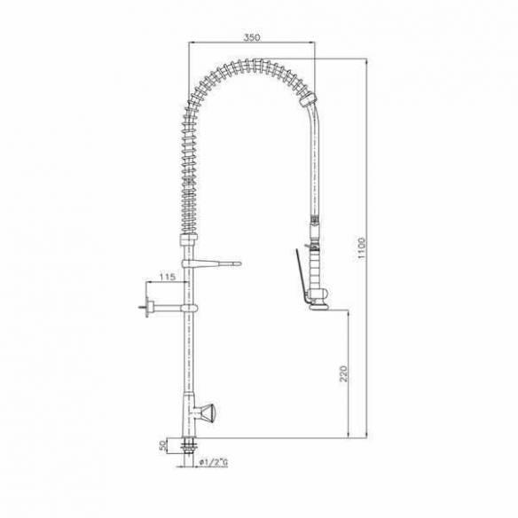 Grifo de ducha industrial Edenox GD1 E de 1 agua -Z00919003417