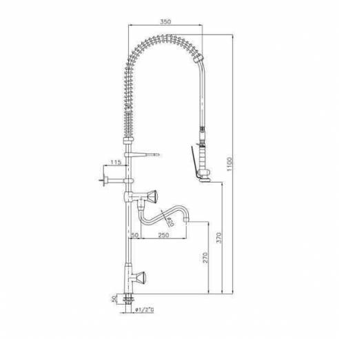 Grifo de ducha industrial Edenox GD1C E de 1 agua con caño giratorio-Z00919018373