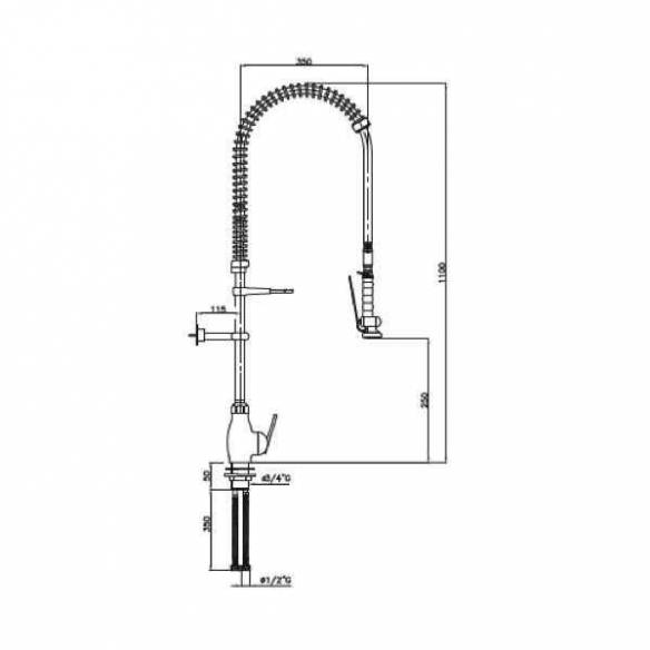 Grifo de ducha monomando industrial Edenox GDM2 E de 2 aguas-Z00919003416