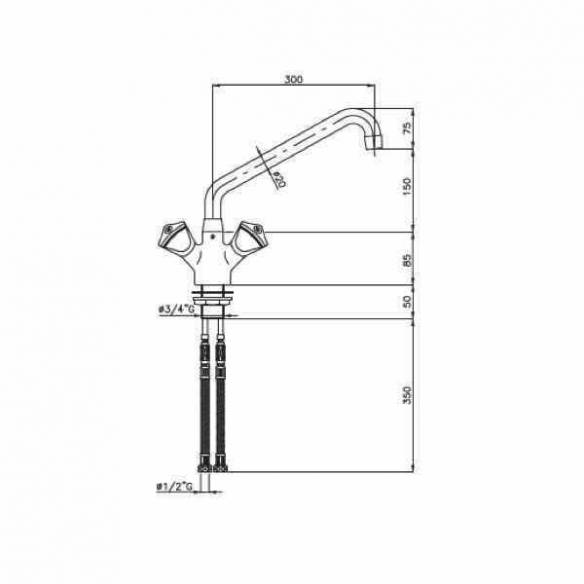 Grifo industrial monobloc Edenox GB-30 E 2 aguas 2 pomos triangulares-Z00919013587