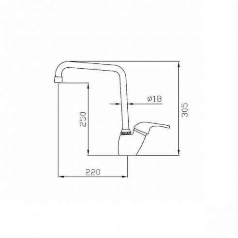 Grifo monomando industrial Edenox GML-30 E 2 aguas palanca lateral-Z00919013872