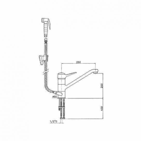 Grifo monomando de pared con ducha larga Edenox GDHM2 -Z00919010667