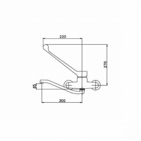 Grifo de pared monomando 2 aguas Edenox GMP-30 E palanca larga caño giratorio-Z00919033611