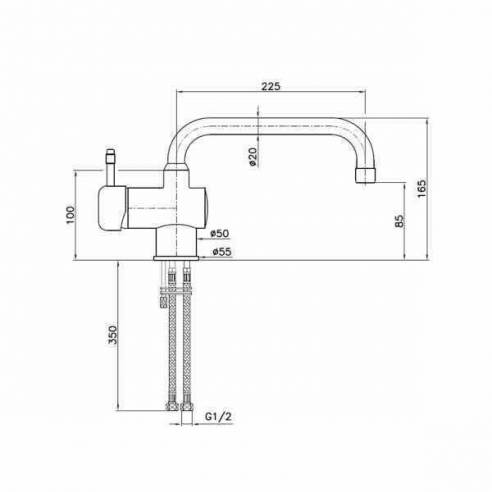 Grifo monomando pequeño 2 aguas Edenox GM-CB-16 E caño giratorio especial bajo barra-Z00919036512