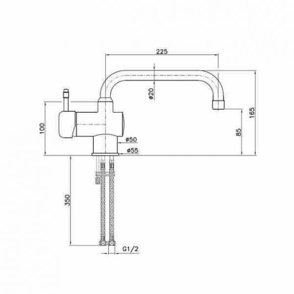 Grifo monomando pequeño 2 aguas Edenox GM-CB-16 E caño giratorio especial bajo barra-Z00919036512