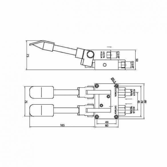 Grifo de pedal 2 aguas 2 pedales montaje en suelo Edenox G2P2S E-Z00919033614