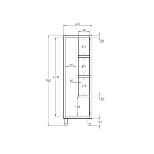 Armario productos limpieza acero inox Distform 1 puerta-Z001F0240201