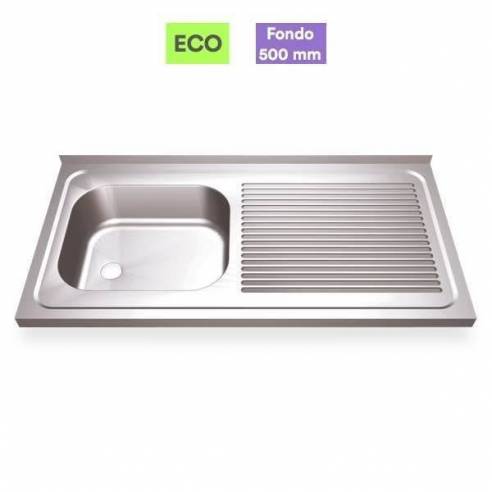 Fregadero industrial acero inox 1 seno con 1 escurridor - Fondo 50 cm-Z001-FREG1C1E