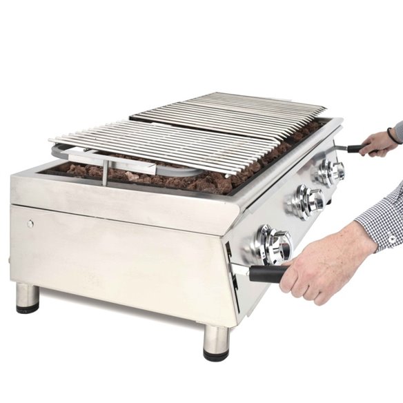 Barbacoa a gas 100 cm piedra volcánica ARILEX con parrilla inoxidable regulable en 3 alturas 100BAR-Z085100BAR