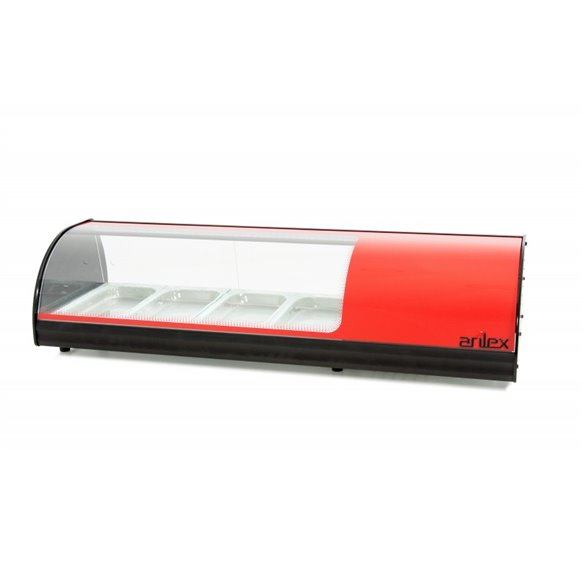 Vitrina refrigerada de tapas ARILEX 4 bandejas GN1/3 color rojo 4VTG-RO