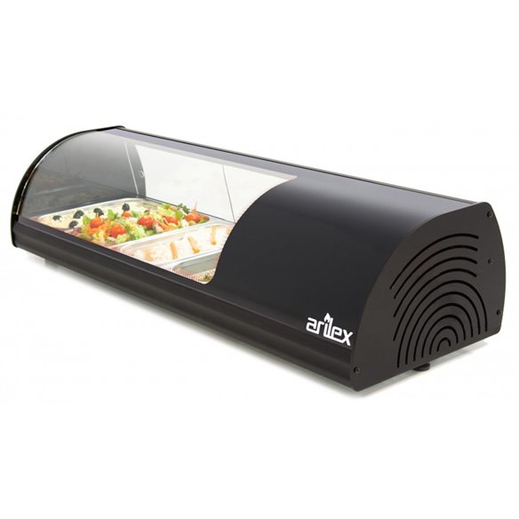 Vitrina refrigerada de tapas ARILEX PLACA LISA capacidad 4-GN1/3 color negro 4VTL-NE