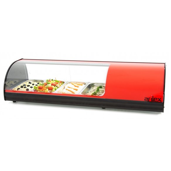 Vitrina refrigerada de tapas ARILEX PLACA LISA capacidad 4-GN1/3 color rojo 4VTL-RO