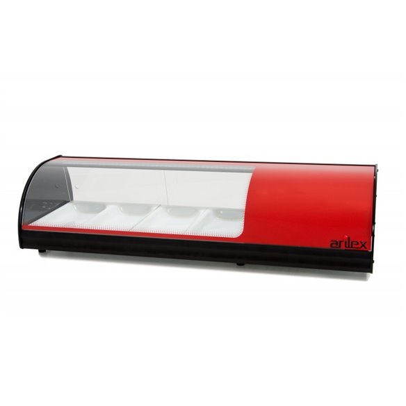 Vitrina refrigerada de tapas ARILEX PLACA LISA capacidad 4-GN1/3 color rojo 4VTL-RO