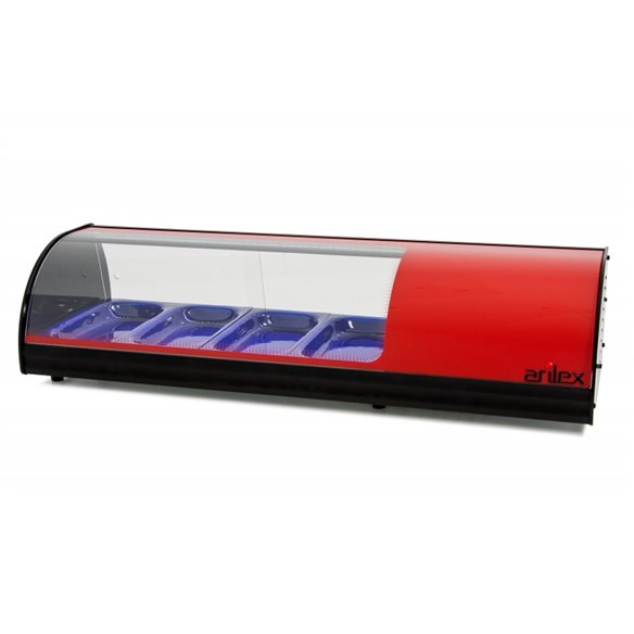 Vitrina refrigerada de tapas ARILEX PLACA LISA capacidad 4-GN1/3 color rojo 4VTL-RO