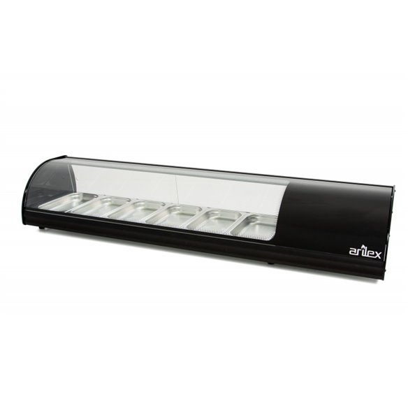 Vitrina refrigerada de tapas ARILEX PLACA LISA capacidad 6-GN1/3 color negro 6VTL-NE