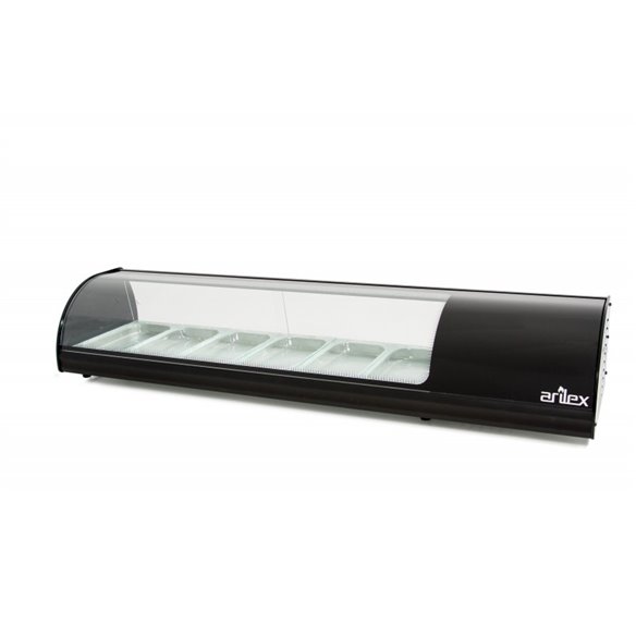 Vitrina refrigerada de tapas ARILEX PLACA LISA capacidad 6-GN1/3 color negro 6VTL-NE