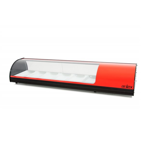 Vitrina refrigerada de tapas ARILEX PLACA LISA capacidad 6-GN1/3 color rojo 6VTL-RO