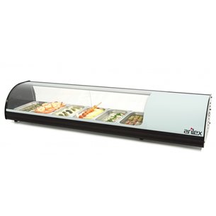 Vitrina refrigerada de tapas ARILEX PLACA LISA capacidad 6-GN1/3 color blanco 6VTL-BL