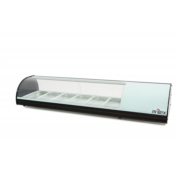 Vitrina refrigerada de tapas ARILEX PLACA LISA capacidad 6-GN1/3 color blanco 6VTL-BL