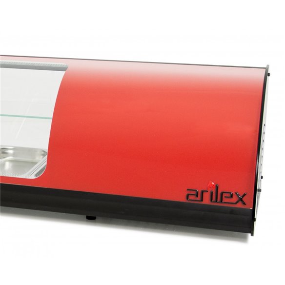 Vitrina refrigerada de tapas PLACA LISA capacidad 6-Gn1/3 DE 2 PISOS color rojo 6VTL-RO DOBLE