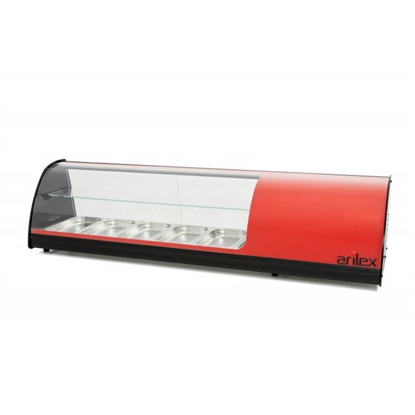 Vitrina refrigerada de tapas PLACA LISA capacidad 6-Gn1/3 DE 2 PISOS color rojo 6VTL-RO DOBLE