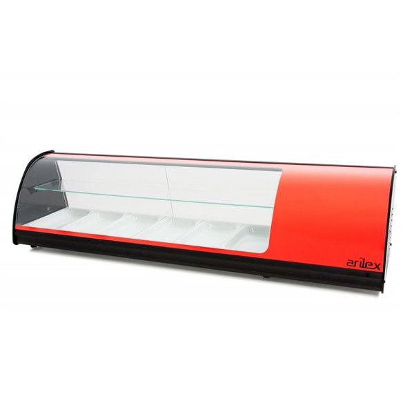 Vitrina refrigerada de tapas PLACA LISA capacidad 6-Gn1/3 DE 2 PISOS color rojo 6VTL-RO DOBLE