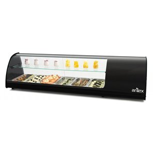 Vitrina refrigerada de tapas PLACA LISA capacidad 6-Gn1/3 DE 2 PISOS color negro 6VTL-NE DOBLE